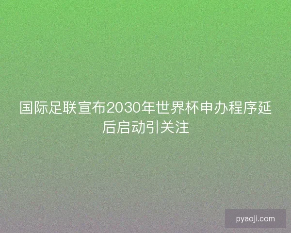 国际足联宣布2030年世界杯申办程序延后启动引关注